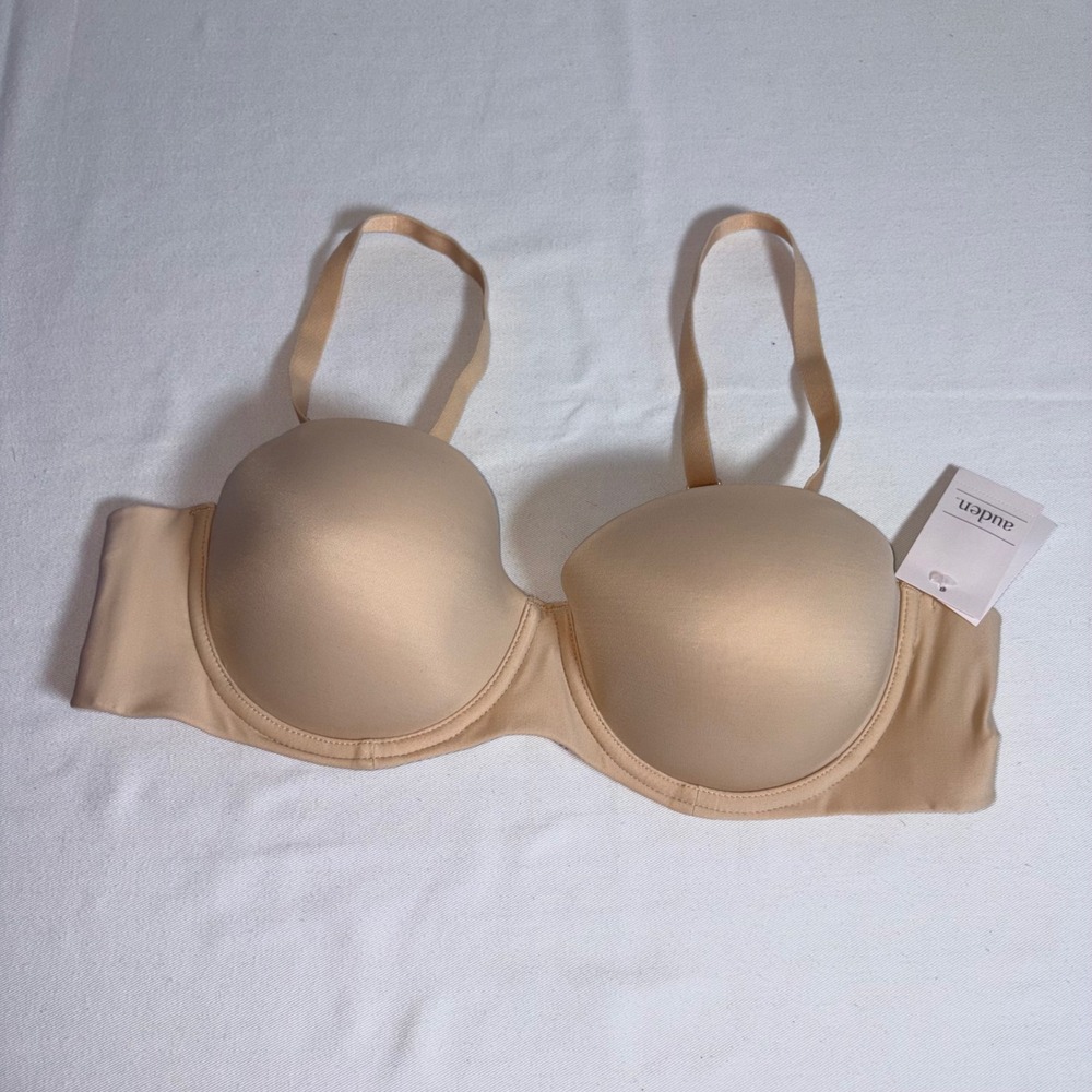 Auden Multi-Way Strapless Bra 38B Beige NEW Removable Straps Underwire Padded
